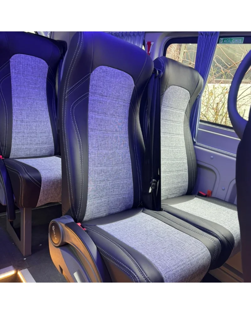 Fıat Ducato 15+2 Özel Oto Koltuk Kılıfı - 1.Kalite Deri Keten - Görsel 10