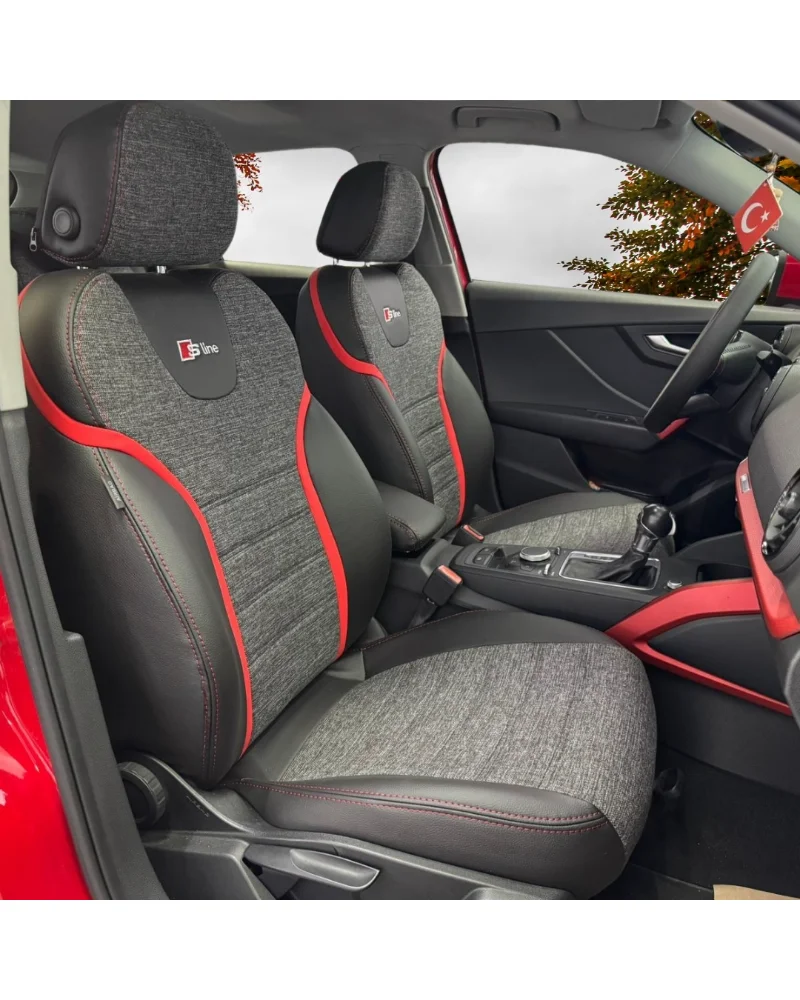 Audi Q2 Araca Özel Oto Koltuk Kılıfı - 1.Kalite Deri Keten - Görsel 9
